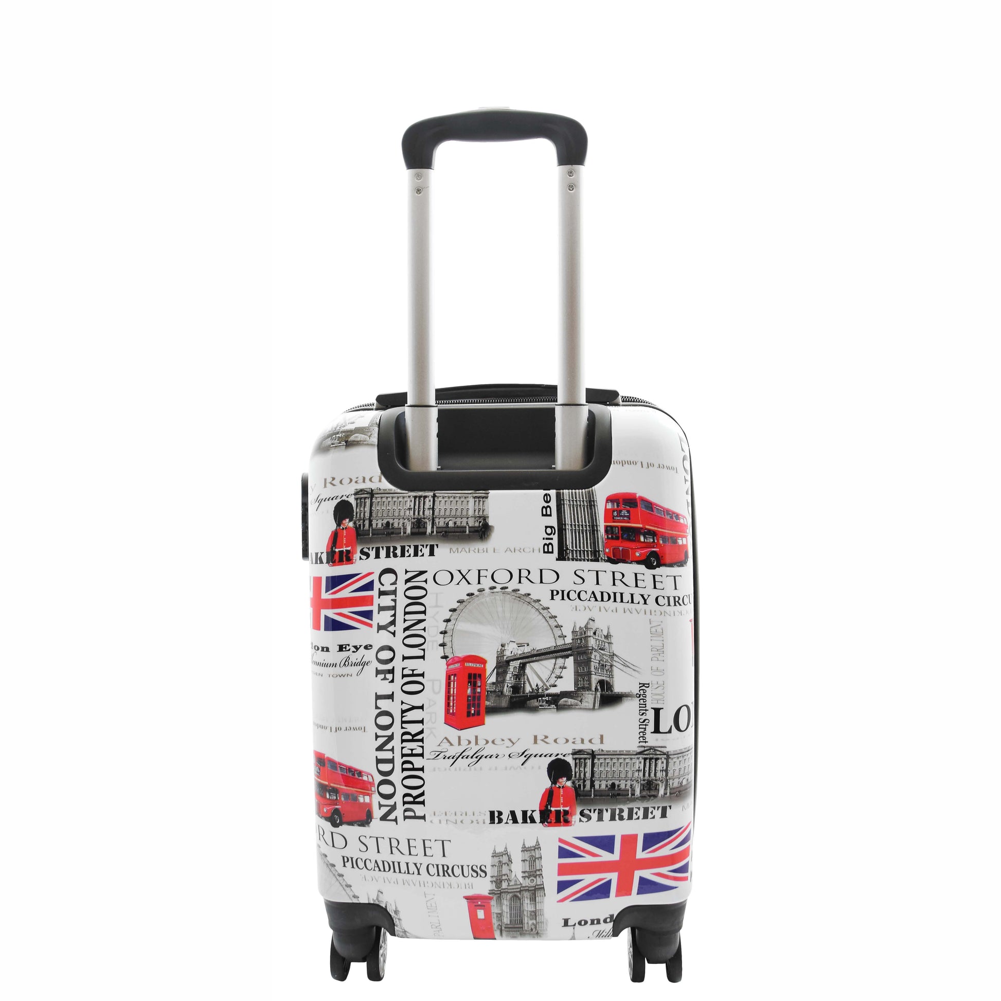 Four Wheels Hard Shell London City Print Suitcase Lockable Travel Luggage 15