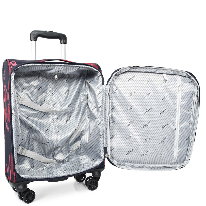 Four Wheel Suitcase Luggage Lightweight Flower Print Navy small-5