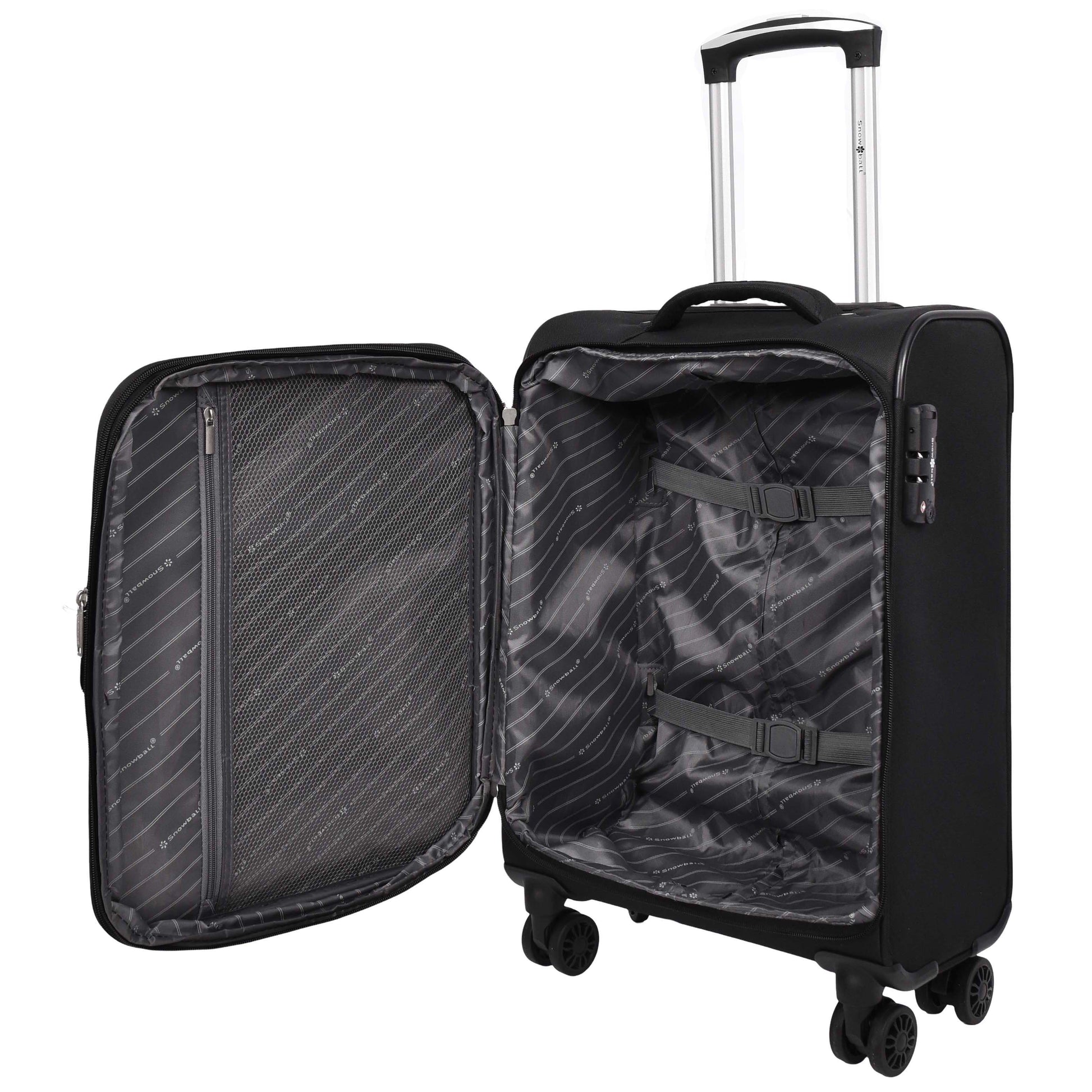 Lightweight Soft Suitcase 8 Wheel Expandable Luggage Pokeno Black cabin-3