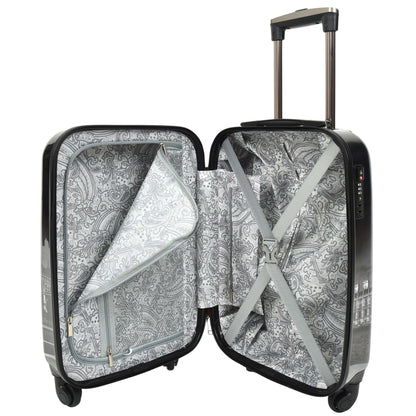 London Night Print Hard Shell Four Wheel Luggage Black Tucana 16