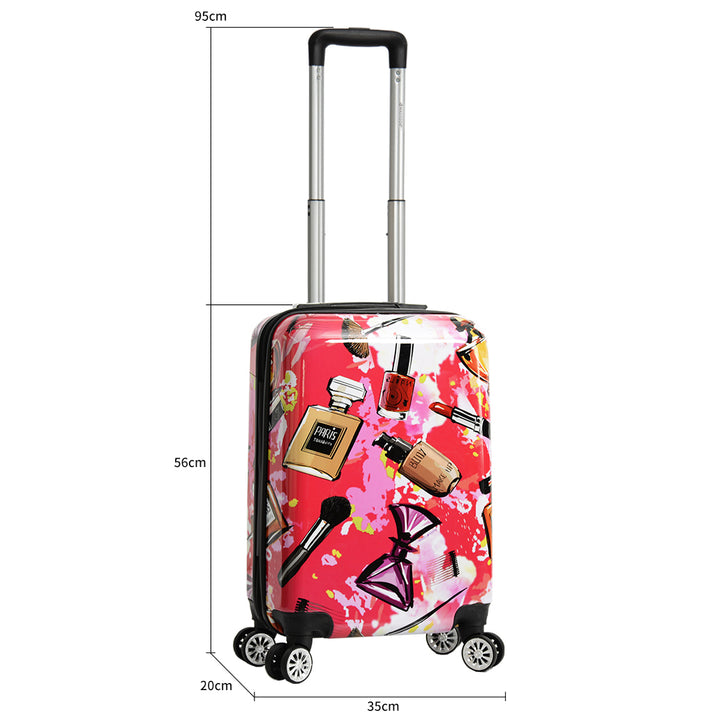 Hard Shell Suitcase Make-up Print Lightweight Expandable Luggage Fleek Pink 18