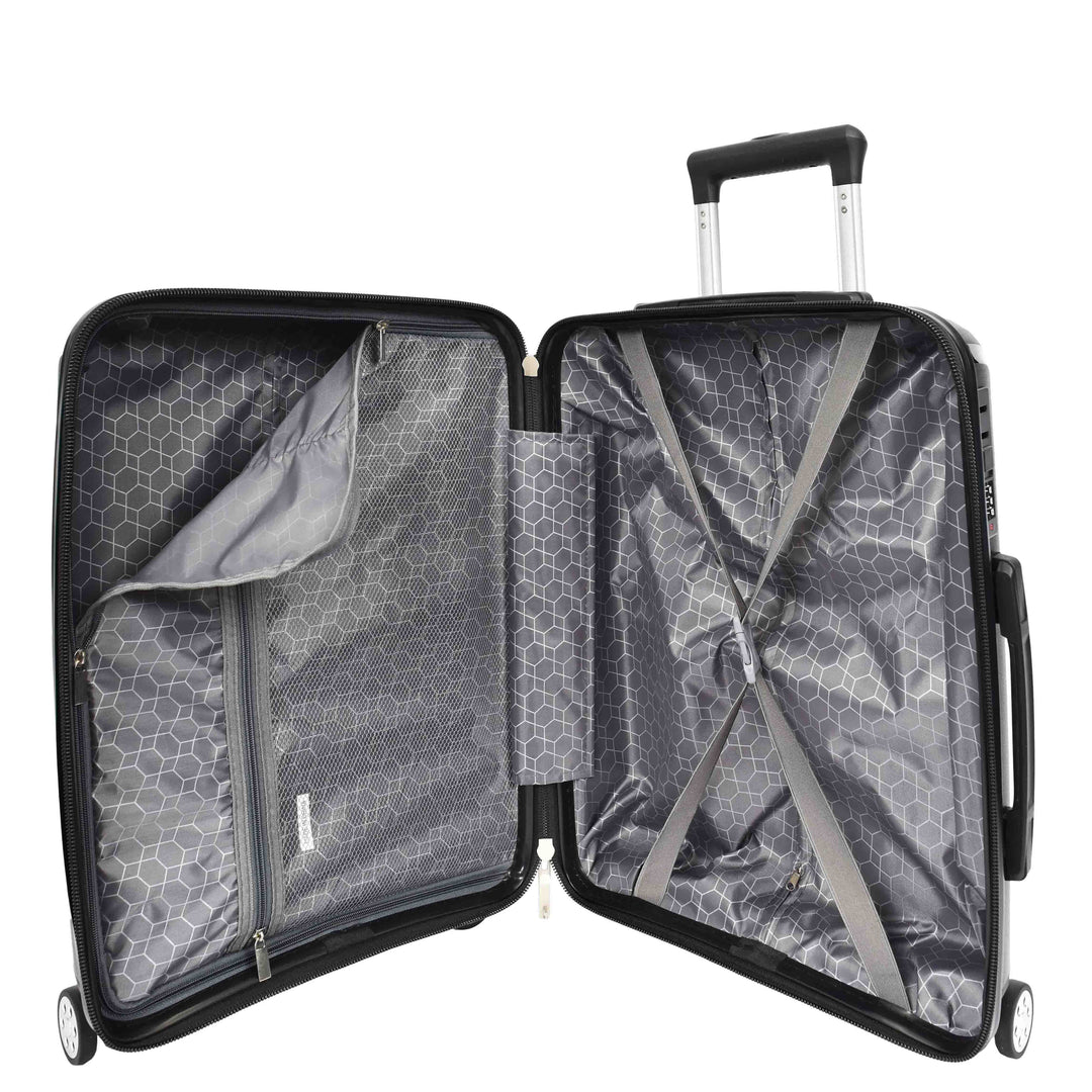 Hard Shell PP Luggage Set Wheeled Suitcases Skybourne Black 18
