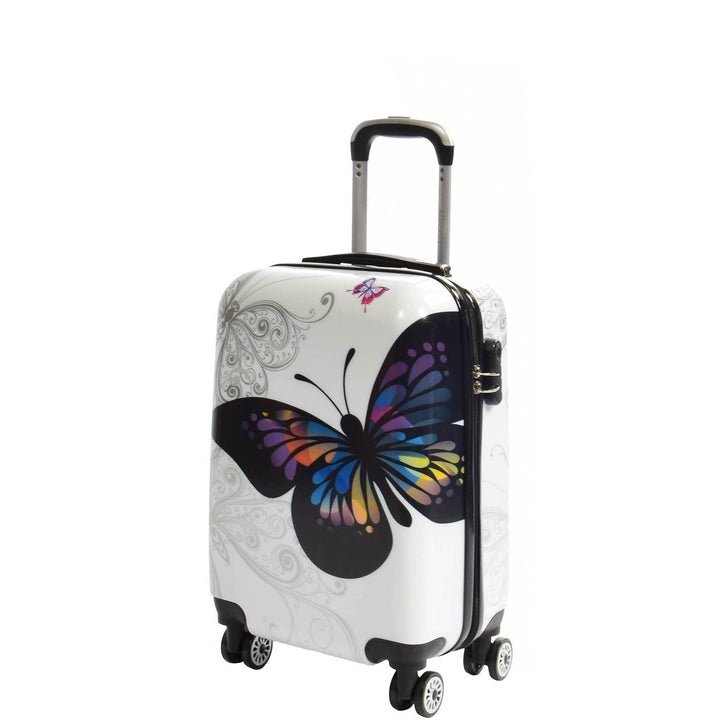 Butterfly Print Hard Shell Four Wheel Expandable Luggage Suitcase