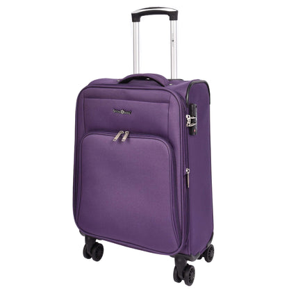 Lightweight Soft Suitcase 8 Wheel Expandable Luggage Pokeno Purple cabin-1