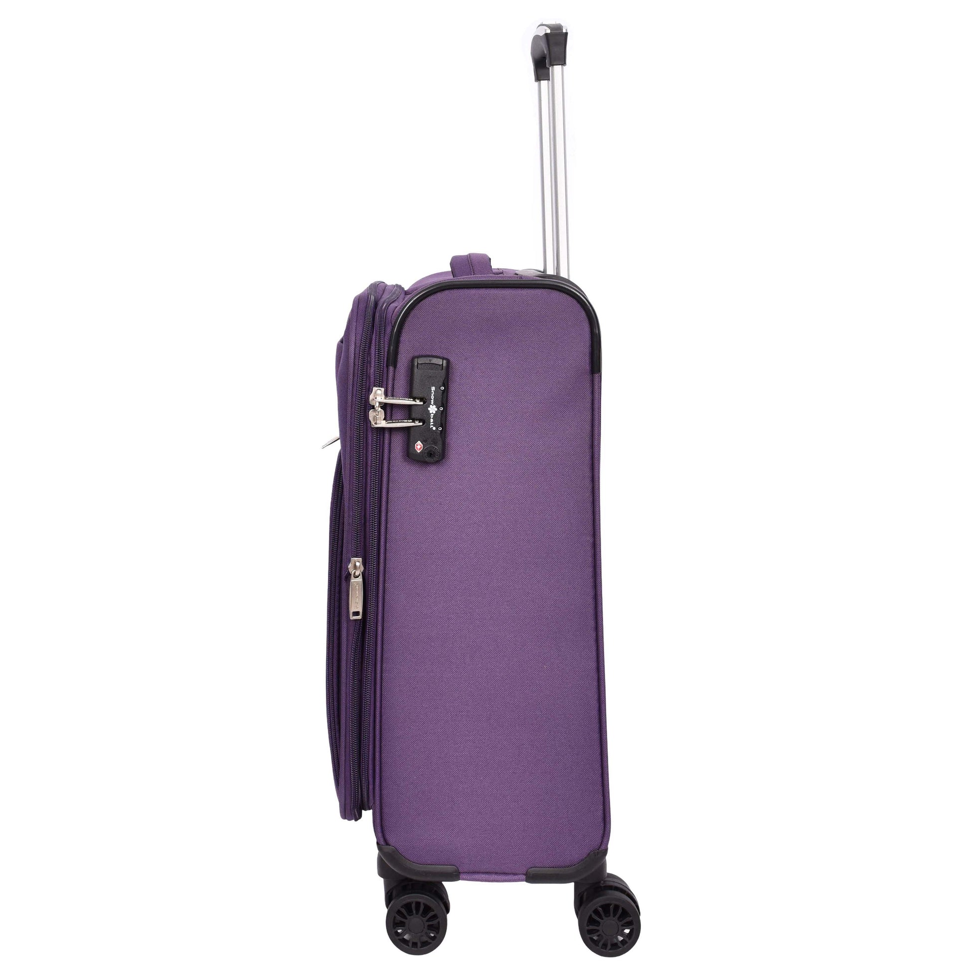 Lightweight Soft Suitcase 8 Wheel Expandable Luggage Pokeno Purple cabin-2