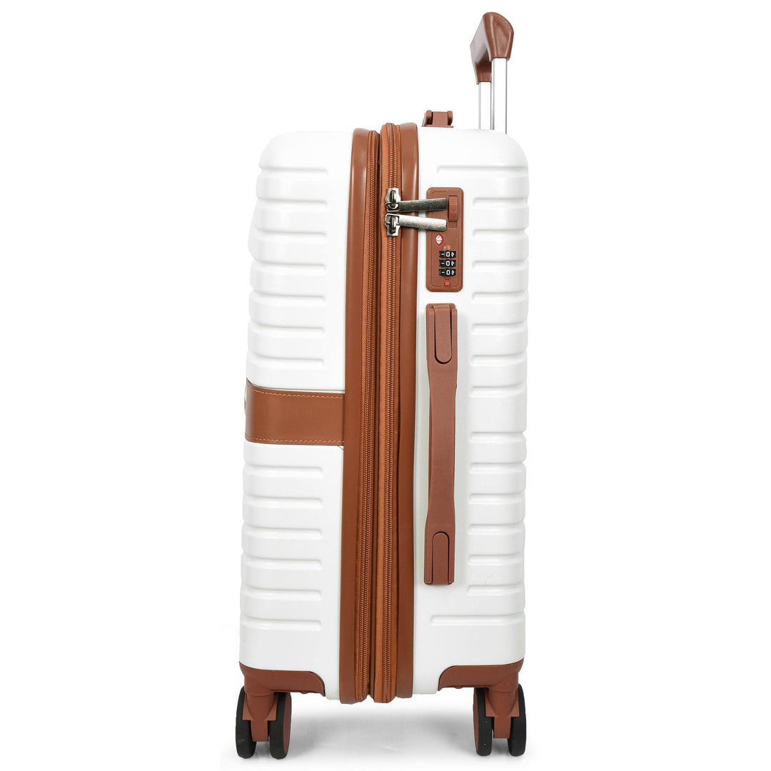 Four Wheel Hard Shell Travel Suitcase Durban White-11