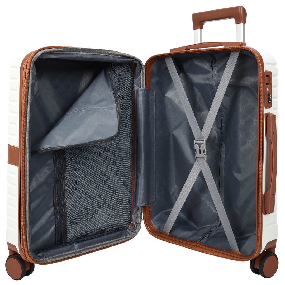 Four Wheel Hard Shell Travel Suitcase Durban White-13