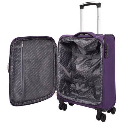 Lightweight Soft Suitcase 8 Wheel Expandable Luggage Pokeno Purple cabin-3