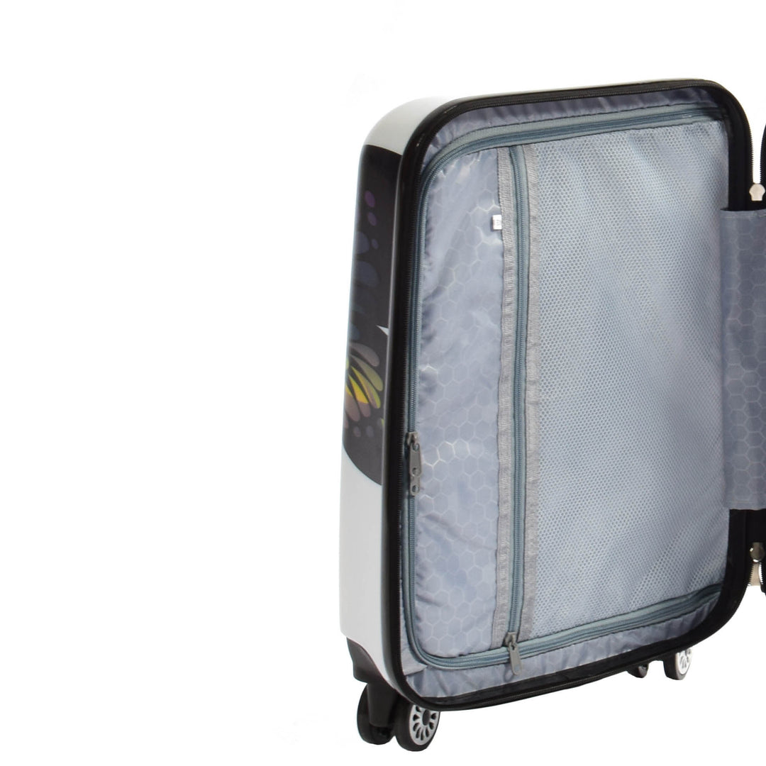 Butterfly Print Hard Shell Four Wheel Expandable Luggage Suitcase