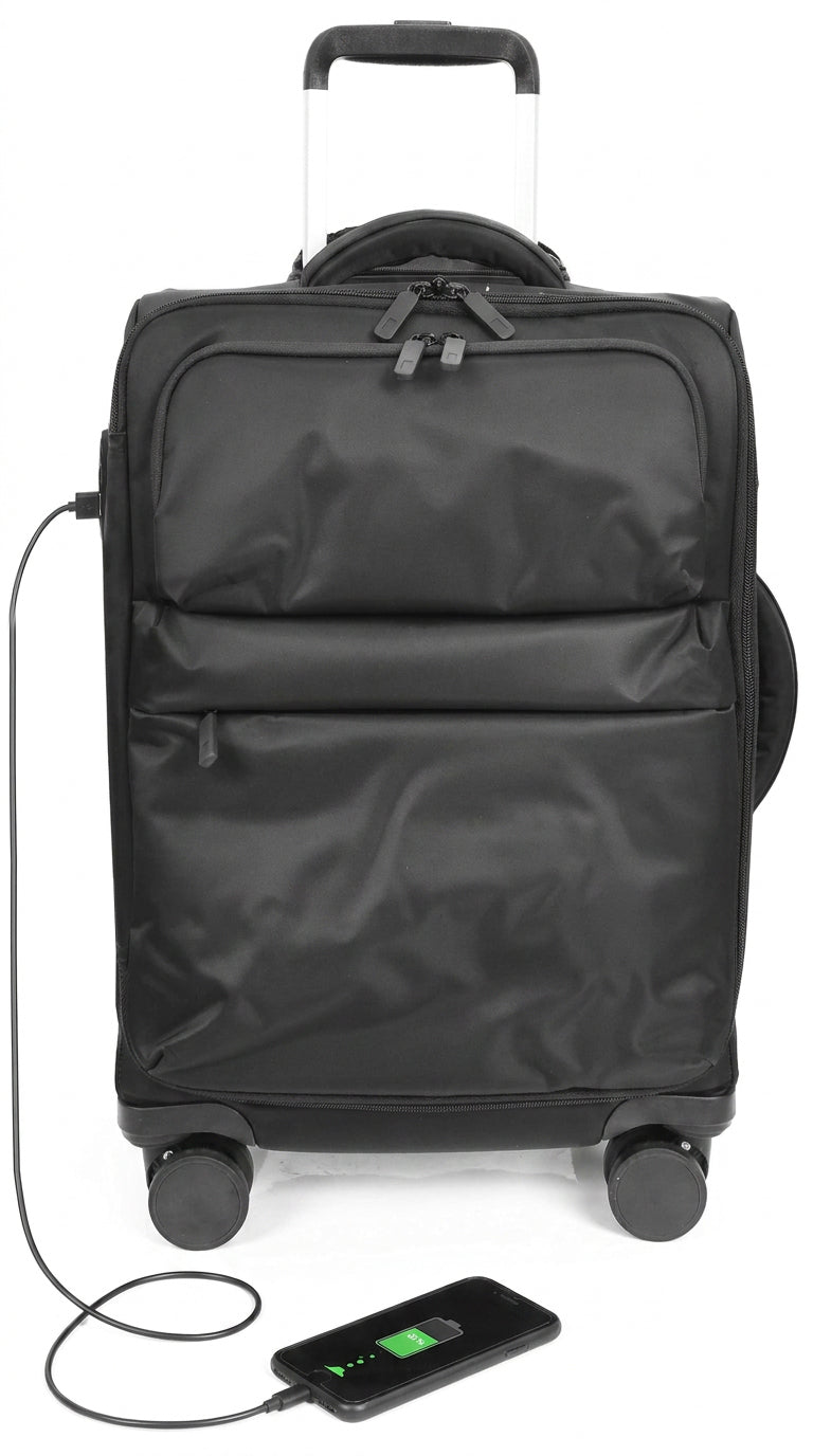 Soft Shell Luggage Suitcase with 8 Spinner Wheels, Lightweight Travel Trolley Bag - HOL-K71
