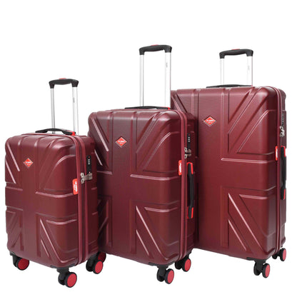 4 Wheel Spinner TSA Hard Travel Luggage Union Jack Wine-full set