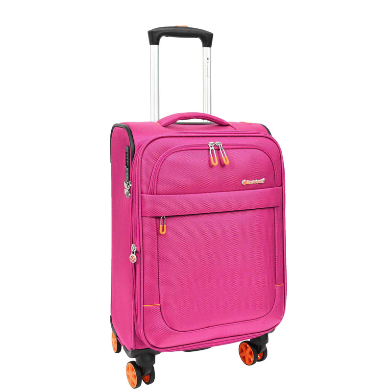 Pink Soft Suitcase 8 Wheel Spinner Expandable Luggage Quito 12