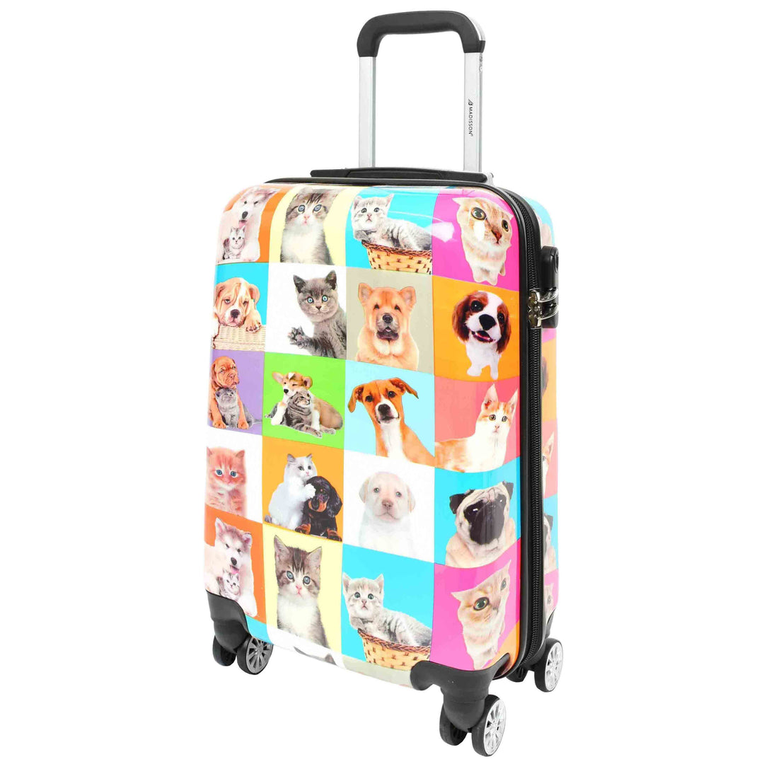 Four Wheels Hard Shell Suitcase Printed Expandable Luggage Dogs and Cats Print