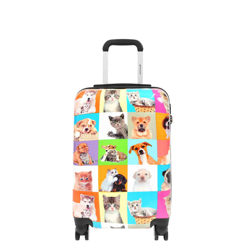 Cabin Size 4 Wheels Hard Suitcase Printed Luggage Dogs and Cats