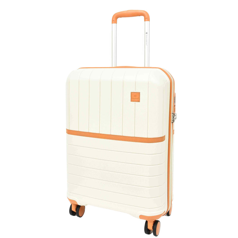 Expandable Wheeled Suitcases Solid Hard Shell PP Luggage Milky Titania 12