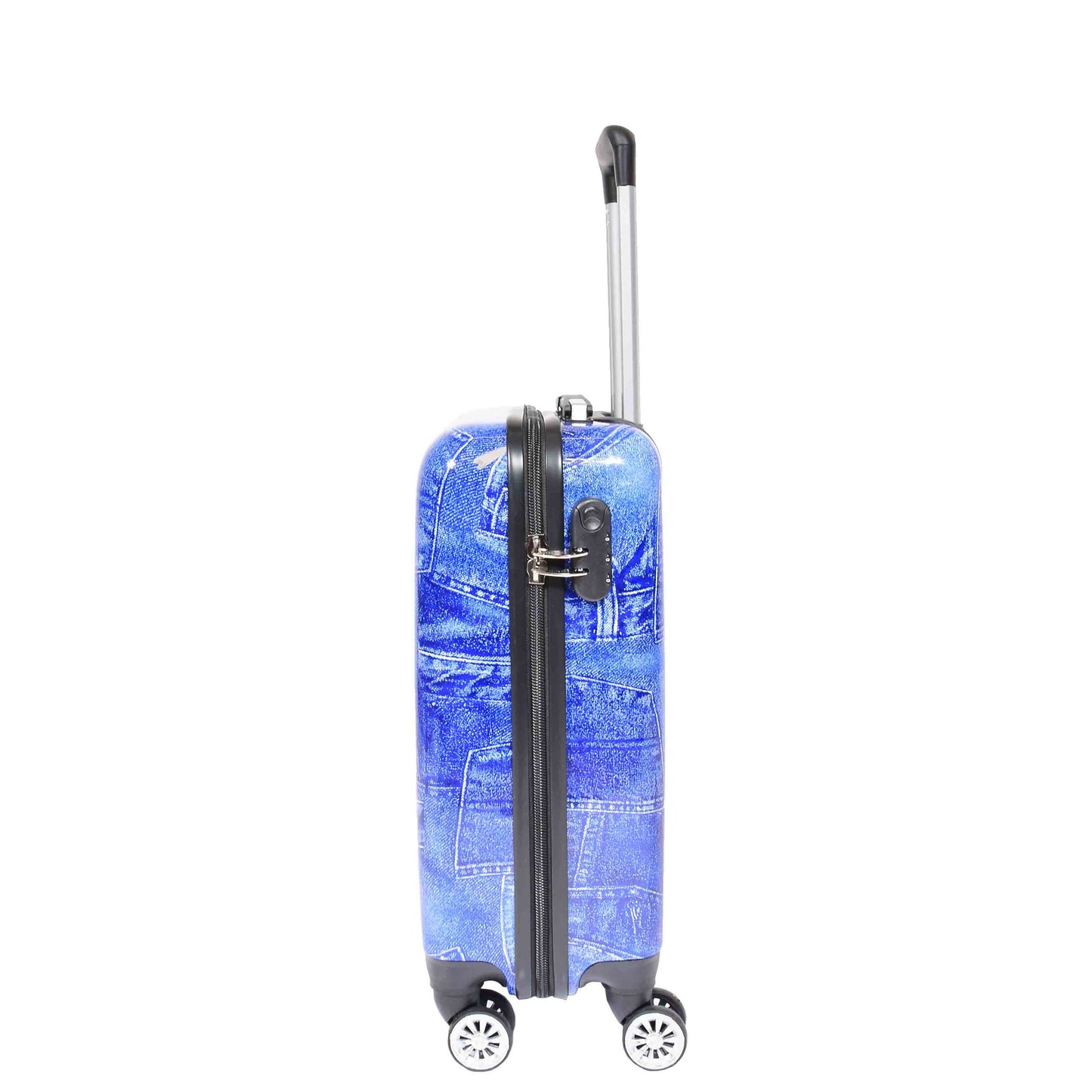 4 Wheeled ABS Hard Luggage Jeans Print DETROIT Blue 12