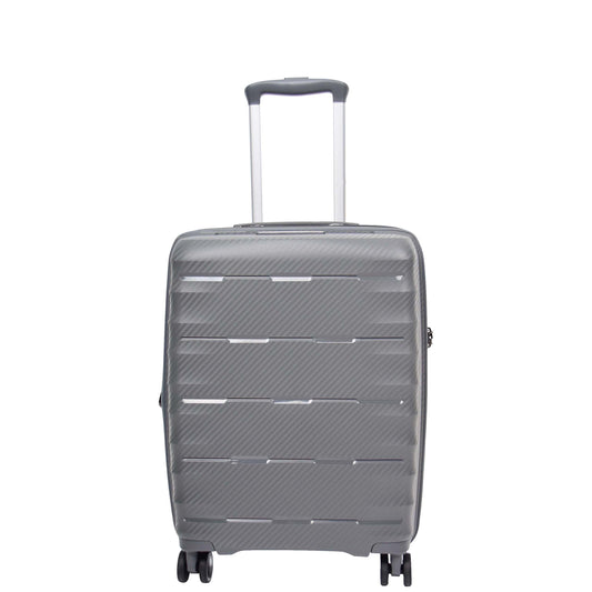 Cabin Size 8 Wheeled Expandable ABS Luggage Pluto Grey 1