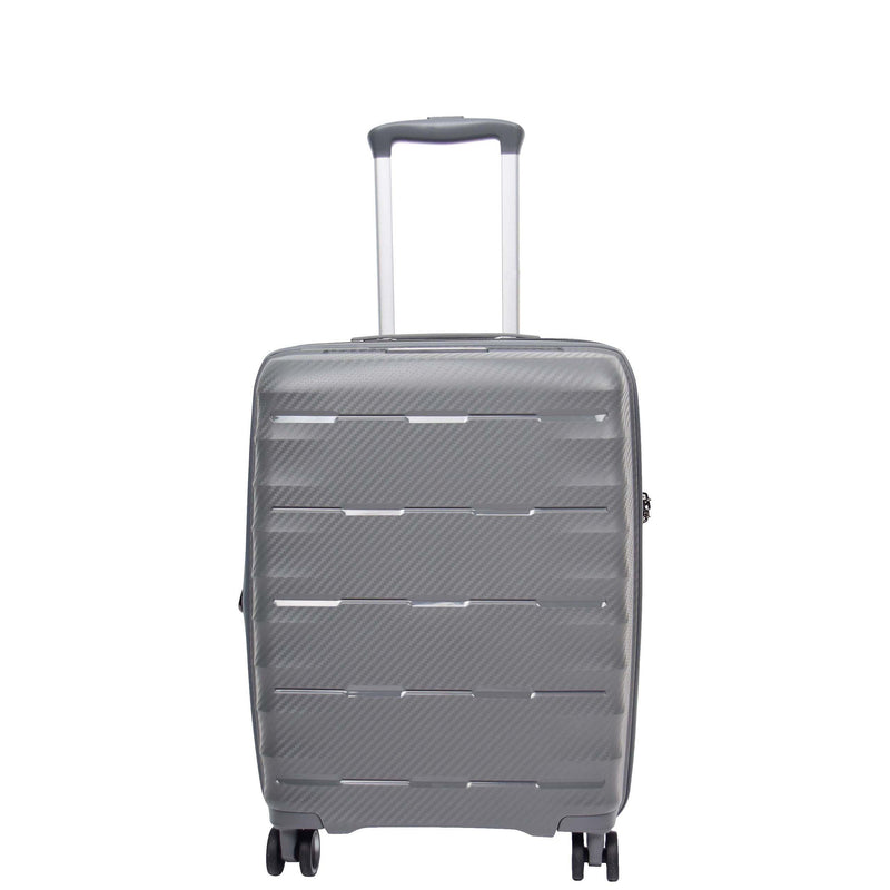 Cabin Size 8 Wheeled Expandable ABS Luggage Pluto Grey 1