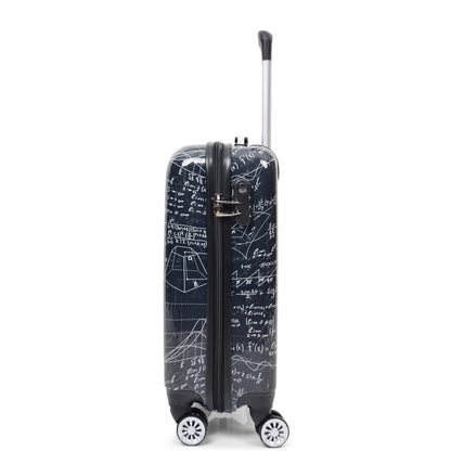 Four Wheel Suitcase Hard Shell Expandable Luggage Maths Print 14