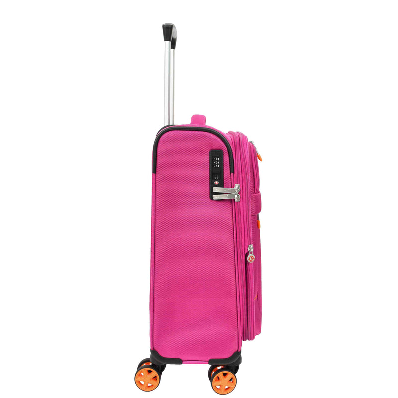 Copy of Soft Suitcase 8 Wheel Expandable Lightweight Orion Cabin Bags Pink 3