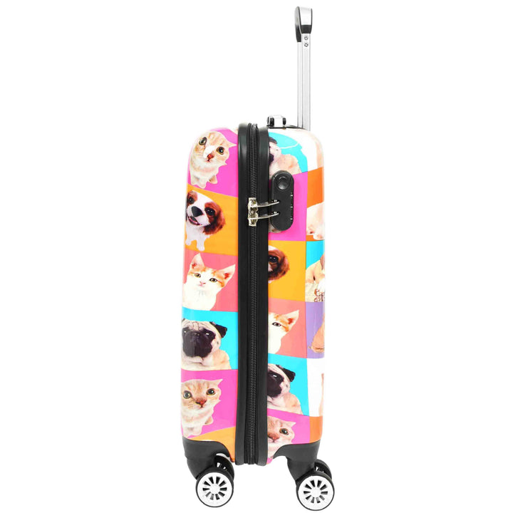 Four Wheels Hard Shell Suitcase Printed Expandable Luggage Dogs and Cats Print