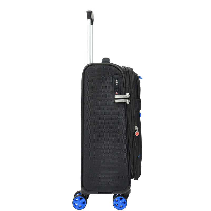 Soft Suitcase 8 Wheel Expandable Lightweight Orion Cabin Bags Black 3