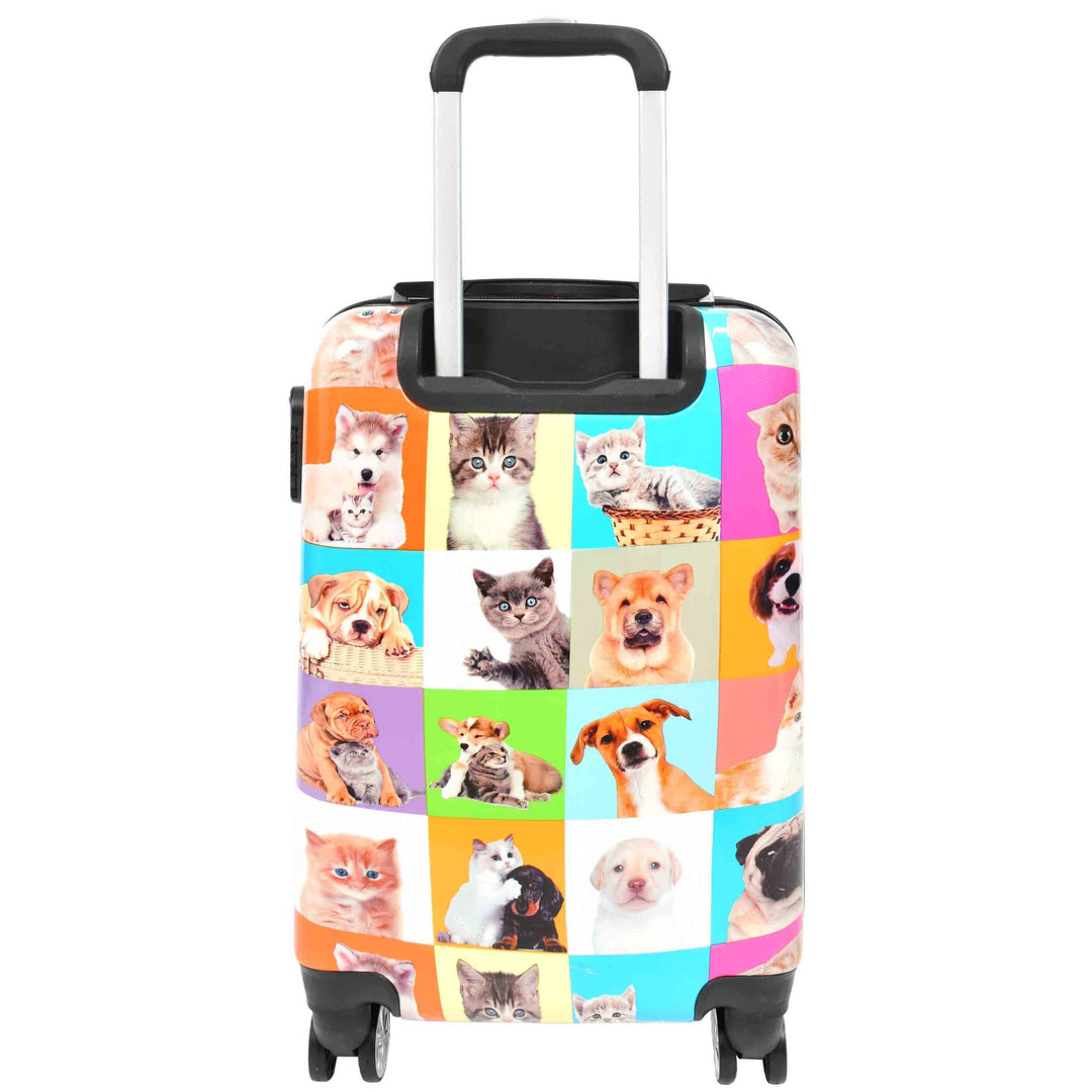 Four Wheels Hard Shell Suitcase Printed Expandable Luggage Dogs and Cats Print