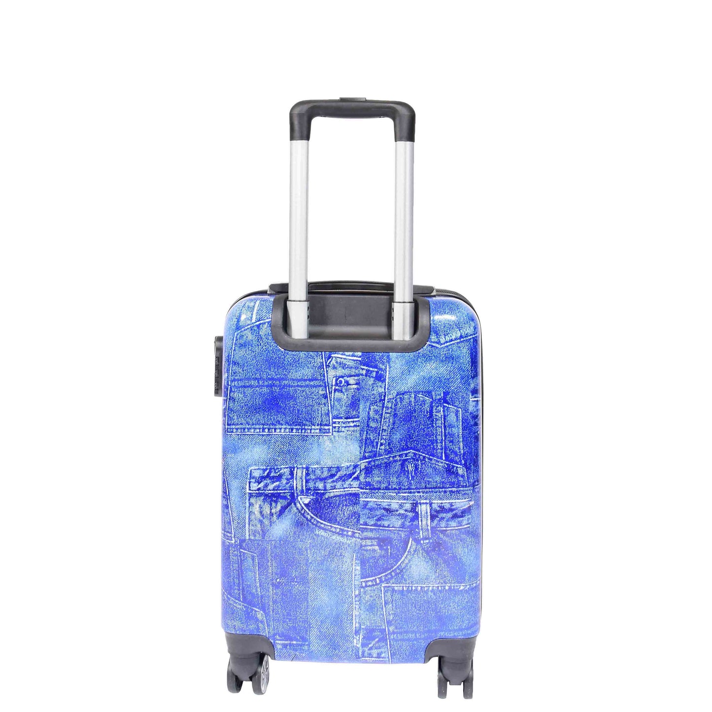 4 Wheeled Cabin Hard Luggage Jeans Print DETROIT Blue 2