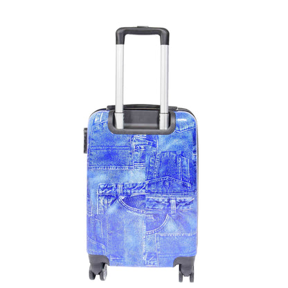 4 Wheeled ABS Hard Luggage Jeans Print DETROIT Blue 14