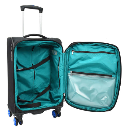 Black Soft Suitcase 8 Wheel Spinner Expandable Luggage Quito 16