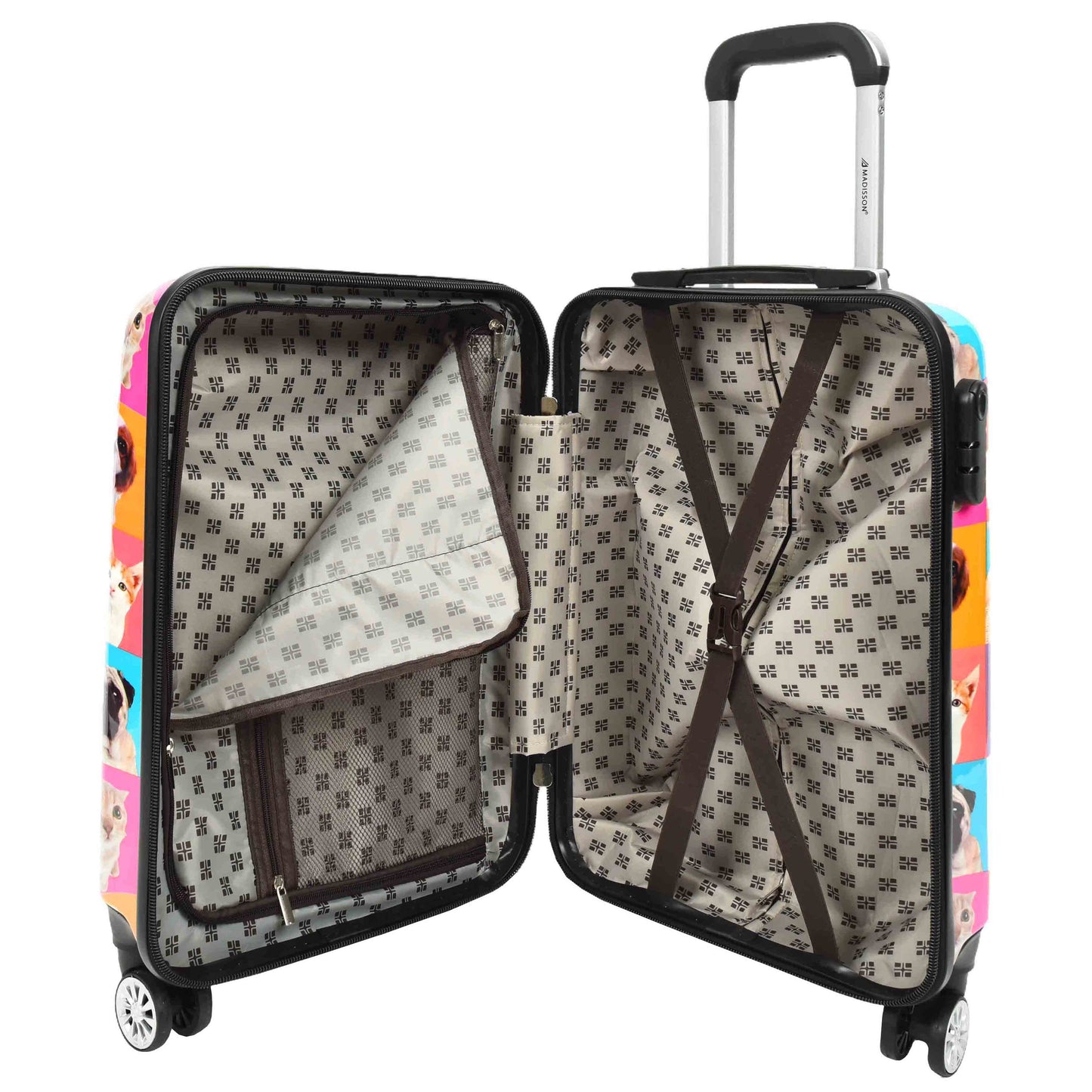 Cabin Size 4 Wheels Hard Suitcase Printed Luggage Dogs and Cats 4