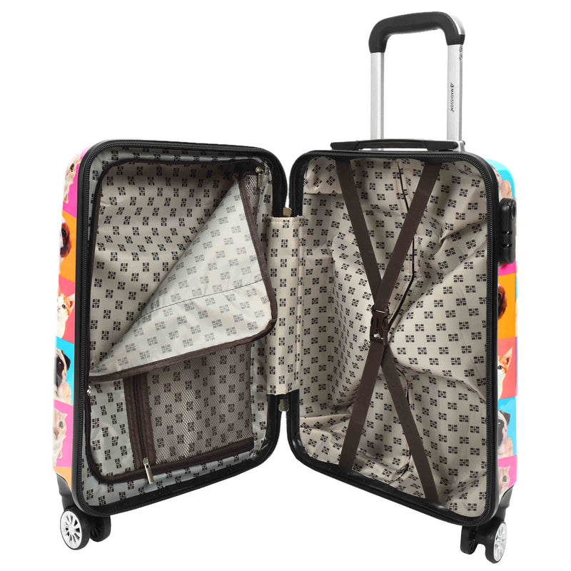 Cabin Size 4 Wheels Hard Suitcase Printed Luggage Dogs and Cats 4