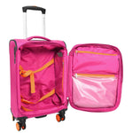 Pink Soft Suitcase 8 Wheel Spinner Expandable Luggage Quito 16