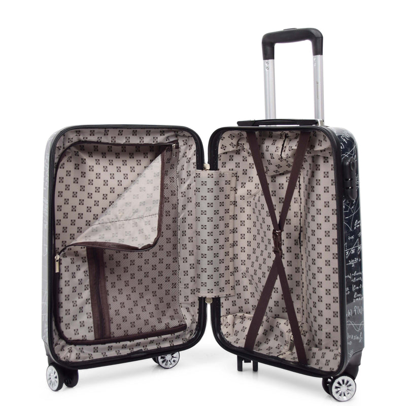Cabin Size Four Wheel Suitcase Hard Shell Luggage Maths Print 4
