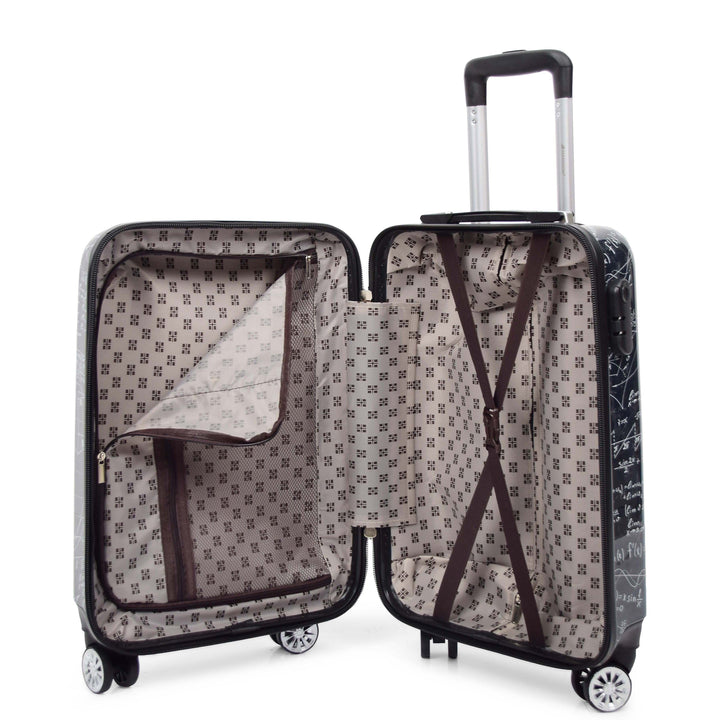 Four Wheel Suitcase Hard Shell Luggage Maths Print