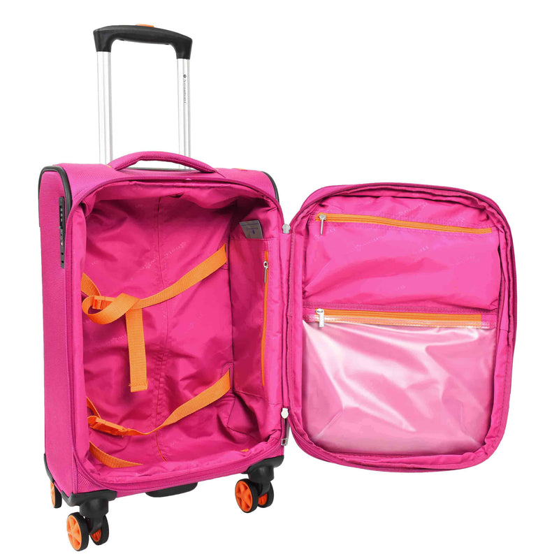 Copy of Soft Suitcase 8 Wheel Expandable Lightweight Orion Cabin Bags Pink 4