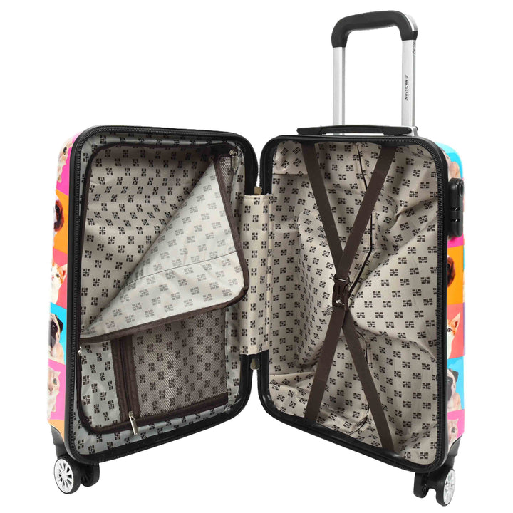 Four Wheels Hard Shell Suitcase Printed Expandable Luggage Dogs and Cats Print