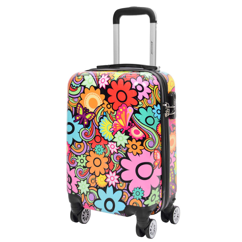 Four Wheel Suitcase Hard Shell Expandable Luggage Flower Print 17