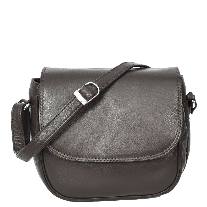 Womens Real Leather Small Crossbody Bag Classic Organiser Multi Pockets Kiera Brown-1