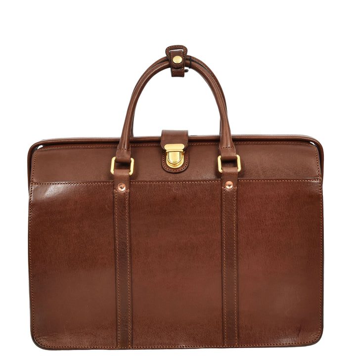 Real Leather Doctors Briefcase Gladstone Lawyers Bag with Laptop Compartment Cullen Brown