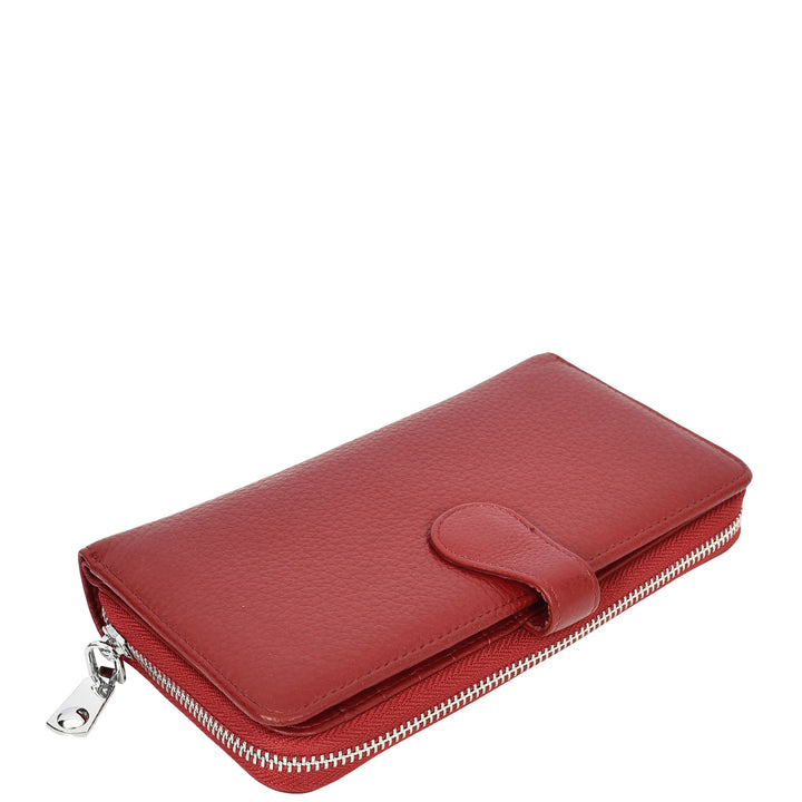 Womens Real Leather Purse Envelope Style Clutch Wallet HOL732 Red