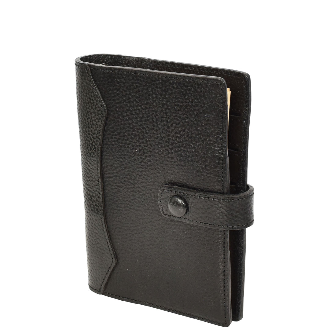 Premium Leather Diary Personal Organiser A6 Size Paper Refillable Ring Binder Notebook Velmora Black