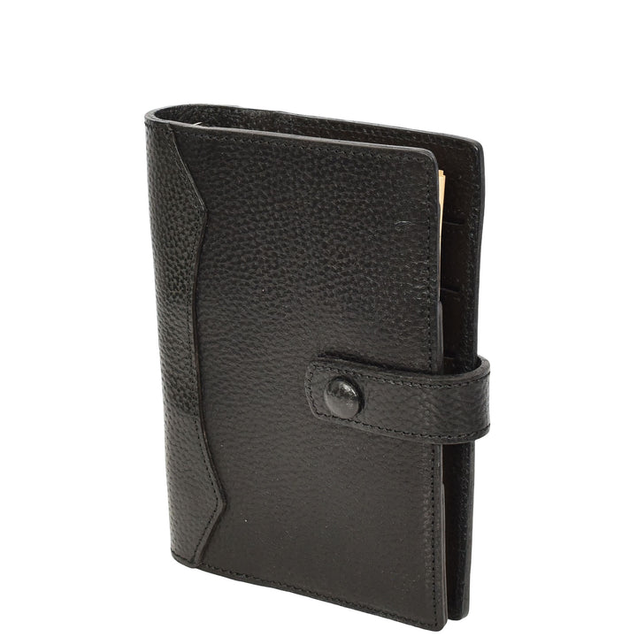 Premium Leather Diary Personal Organiser A6 Size Paper Refillable Ring Binder Notebook Velmora Black