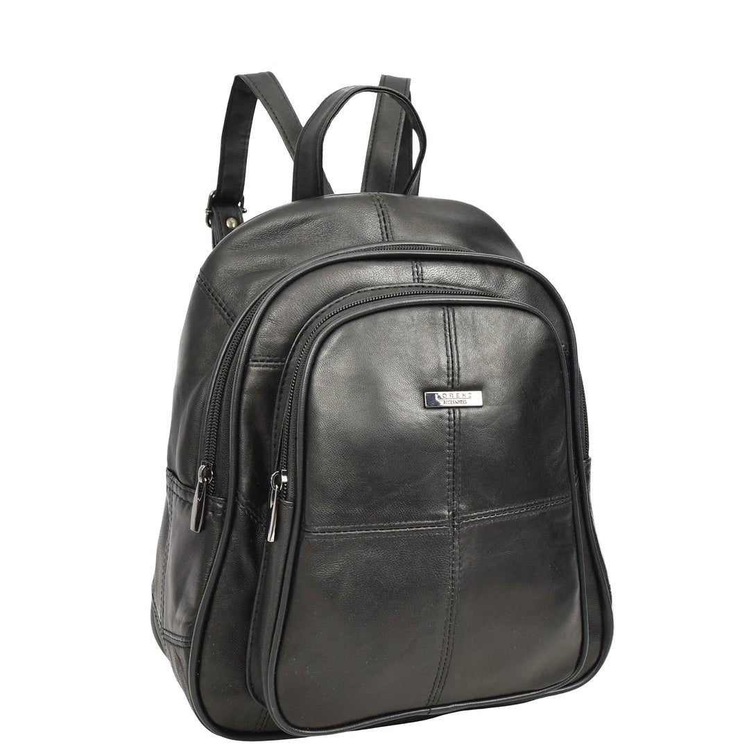 Women's Soft Leather Backpack Multiple Pockets Casual Daypack Petal