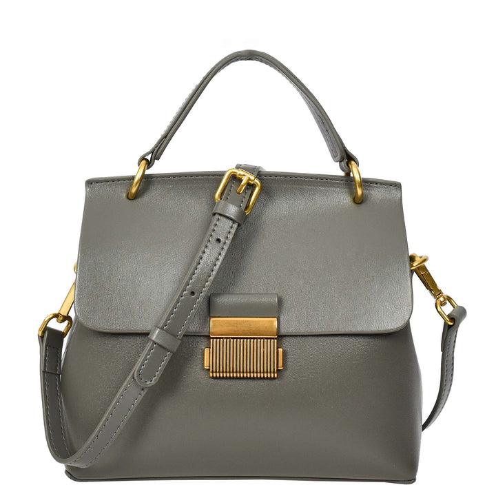 Womens Real Leather Small Handbag Gabriella Grey