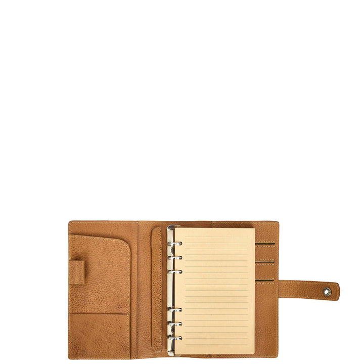 Premium Leather Diary Personal Organiser A6 Size Paper Refillable Ring Binder Notebook Velmora Olive Brown