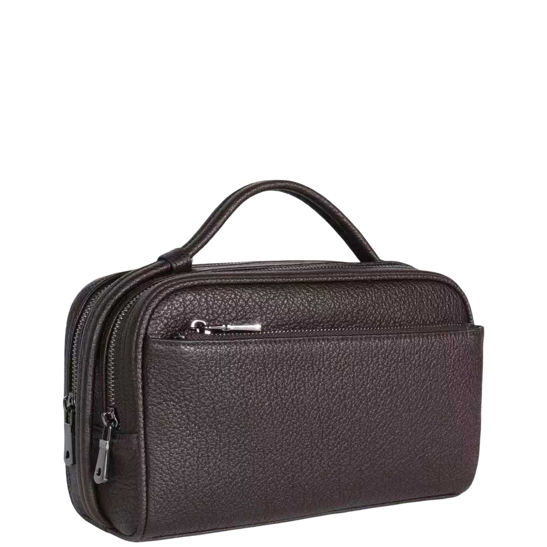 Real Leather Toiletry Wash Bag Alexander Brown