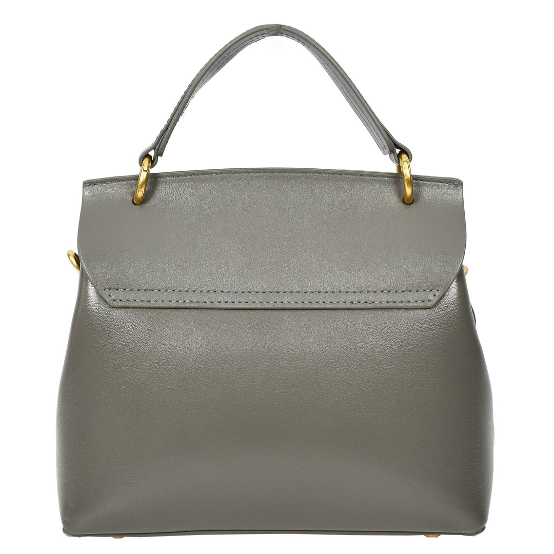 Womens Real Leather Small Handbag Gabriella Grey
