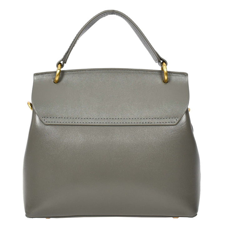 Womens Real Leather Small Handbag Gabriella Grey