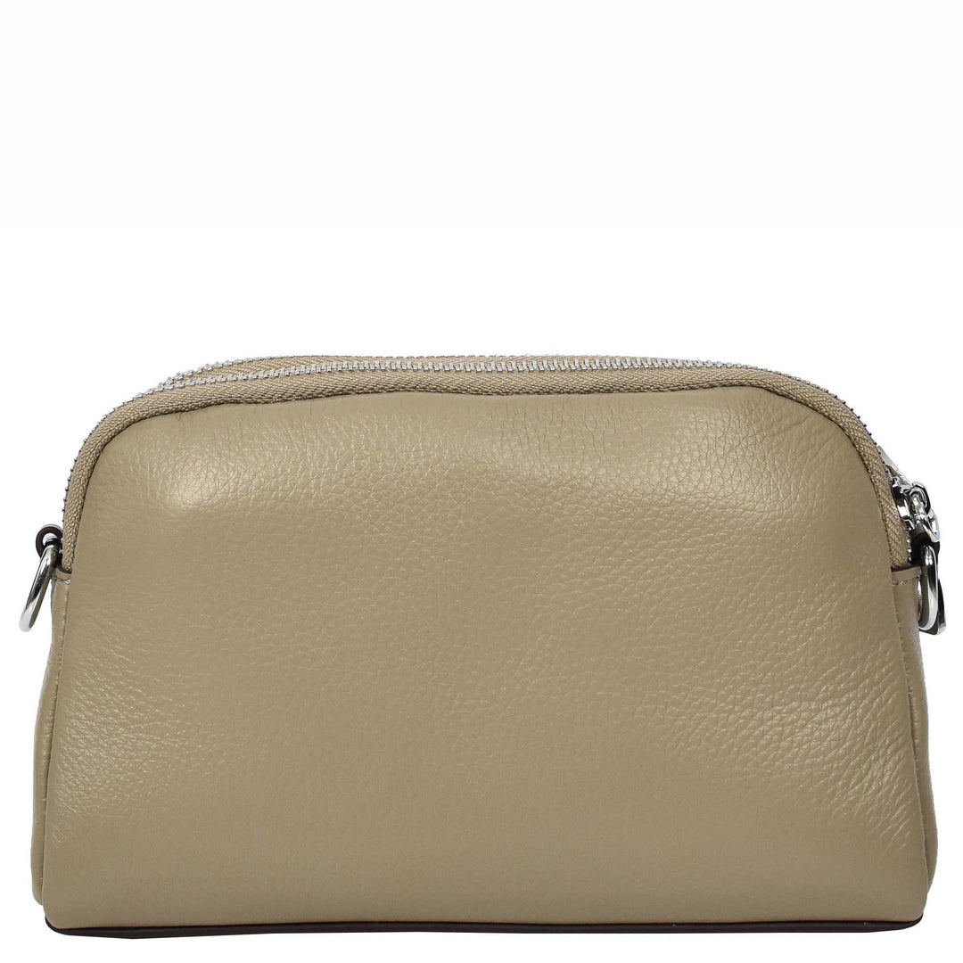 Women's Leather Crossbody Sling Bag Small Exotic Snake-Print Sahara Beige 2